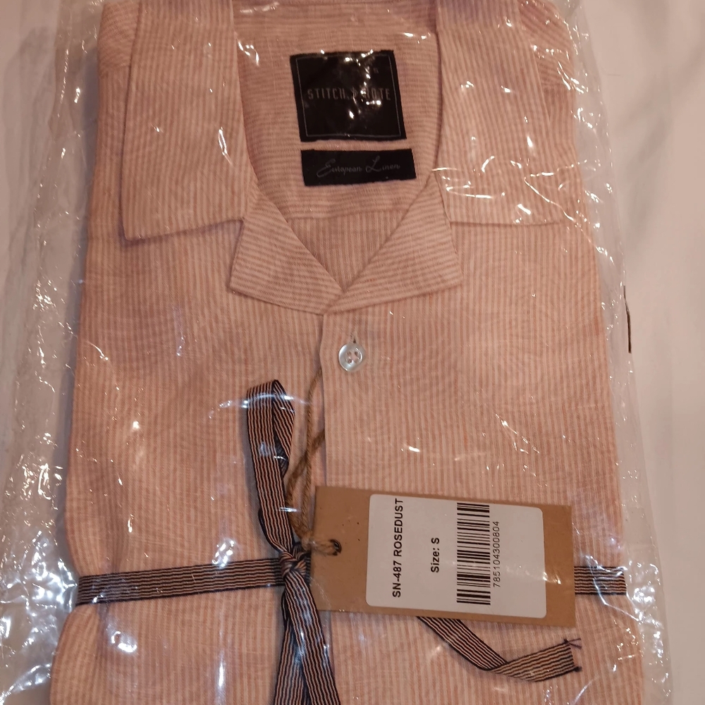 Stich Note Linen Shirt Rosedust color size small NWT European linen